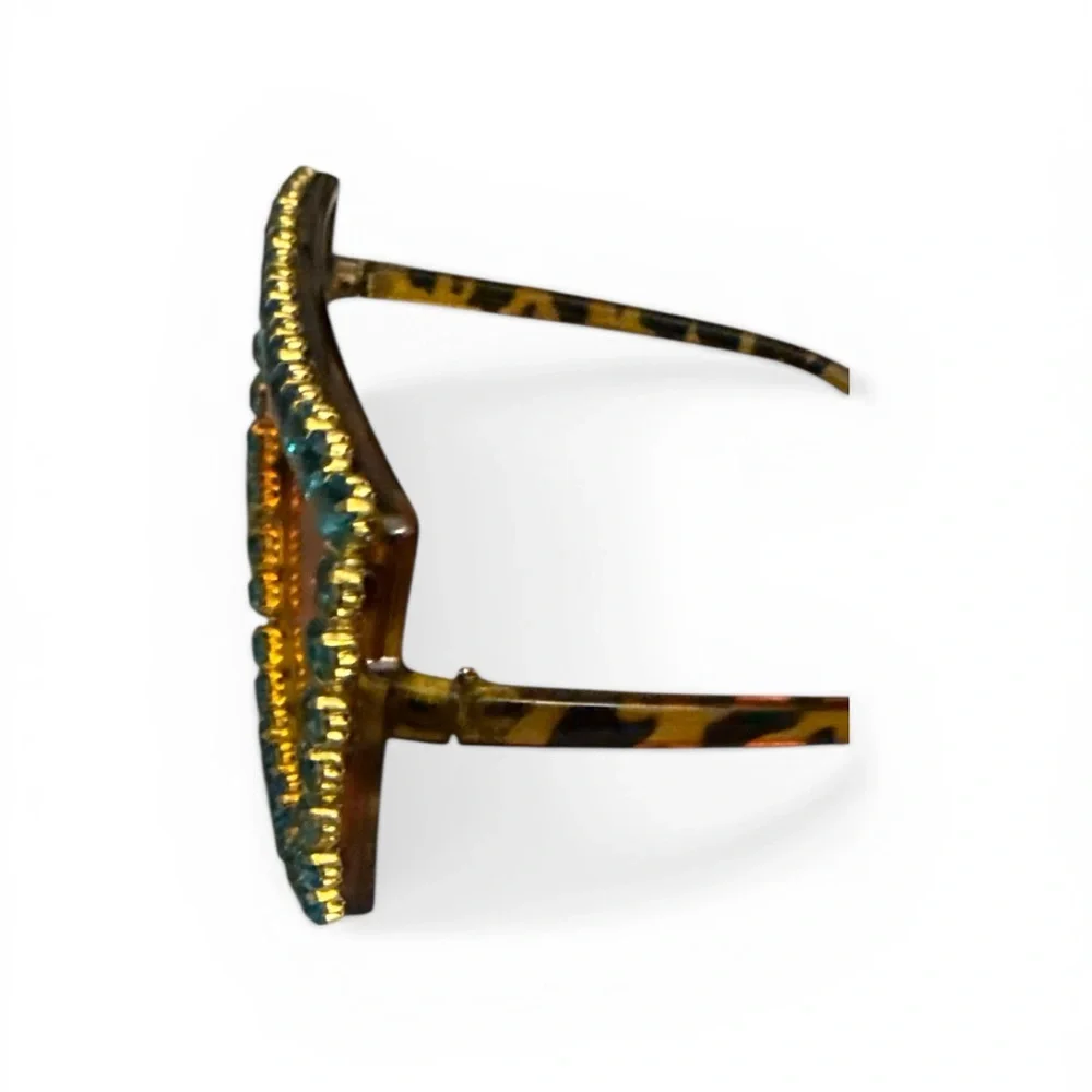 Aqua Crystal-Trim Iced Out Fashion Sunglasses - Picture 3 of 3
